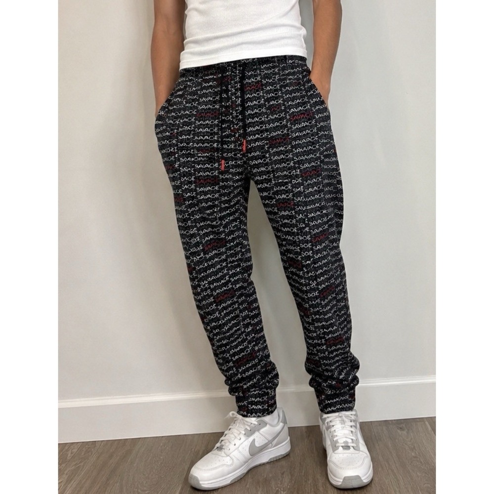 Y2K Public Record Mens Savage Graphic Joggers Size L Fleece‎ Hip Hop Urban Retro